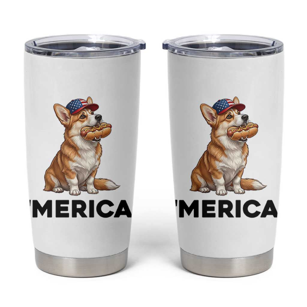 Funny Merica Corgi Lover 4th Of July Tumbler Cup Patriotic Dog Gift