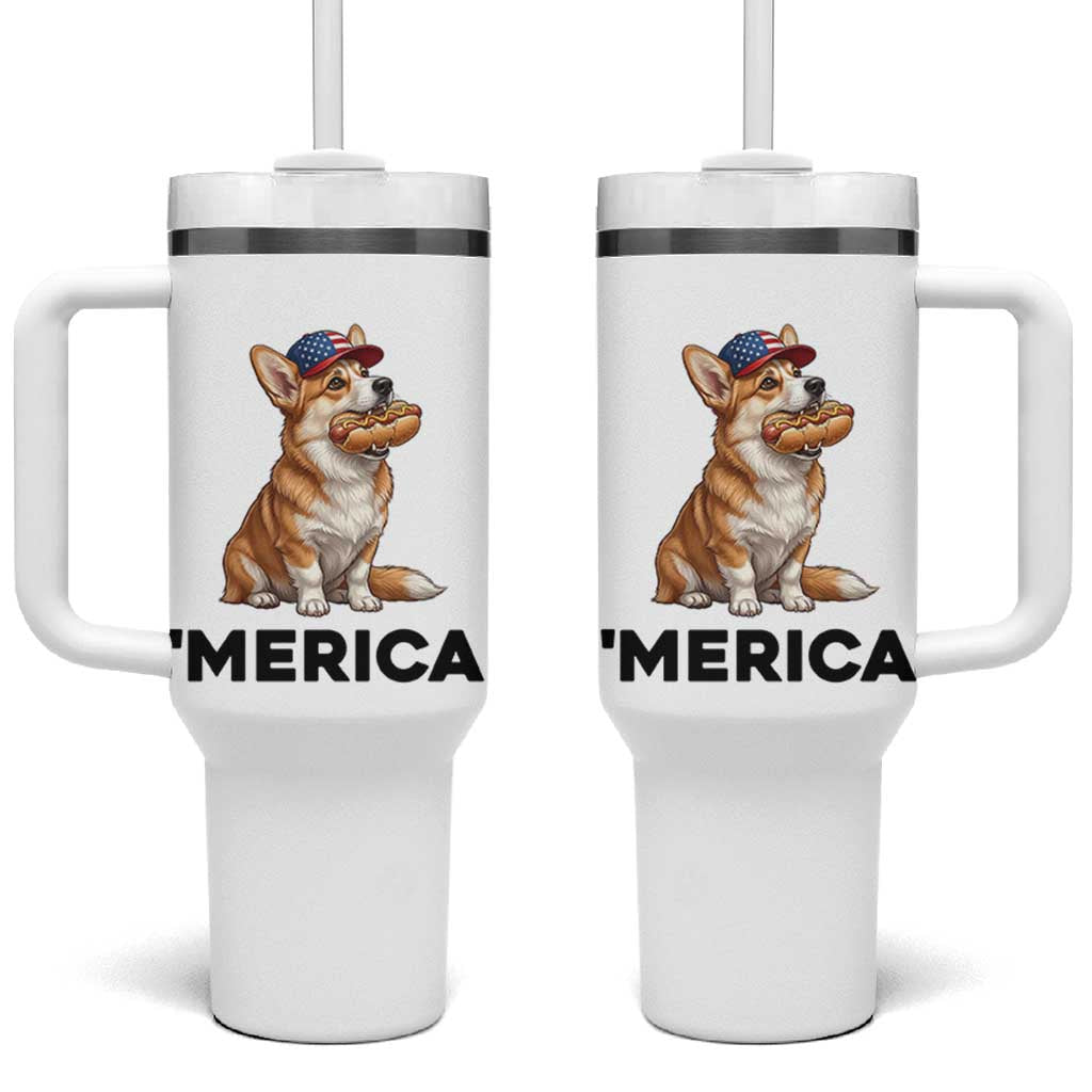 Funny Merica Corgi Lover 4th Of July Tumbler With Handle Patriotic Dog Gift