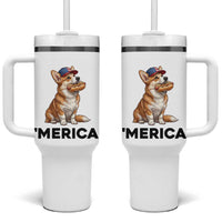 Funny Merica Corgi Lover 4th Of July Tumbler With Handle Patriotic Dog Gift