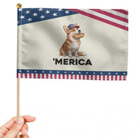 Funny Merica Corgi Lover 4th Of July Patriotic Handheld Flag Dog Mom Dad Gift