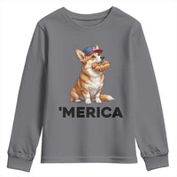 Funny Merica Corgi Lover 4th Of July Youth Sweatshirt Patriotic Dog Gift