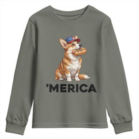 Funny Merica Corgi Lover 4th Of July Youth Sweatshirt Patriotic Dog Gift