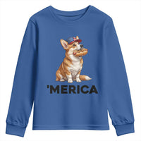 Funny Merica Corgi Lover 4th Of July Youth Sweatshirt Patriotic Dog Gift