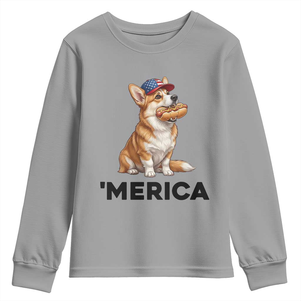 Funny Merica Corgi Lover 4th Of July Youth Sweatshirt Patriotic Dog Gift