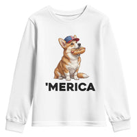 Funny Merica Corgi Lover 4th Of July Youth Sweatshirt Patriotic Dog Gift