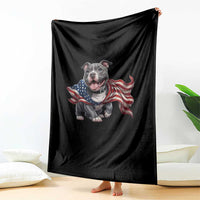 Patriotic Pitbull Dog USA Flag Throw Blanket 4th Of July Pride