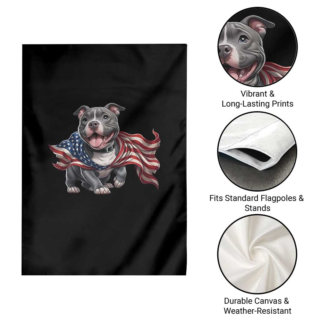 Patriotic Pitbull Dog USA Flag Garden Flag 4th Of July Pride