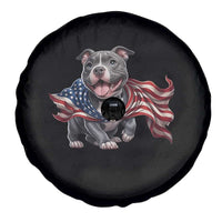 Patriotic Pitbull Dog USA Flag Spare Tire Cover 4th Of July Pride