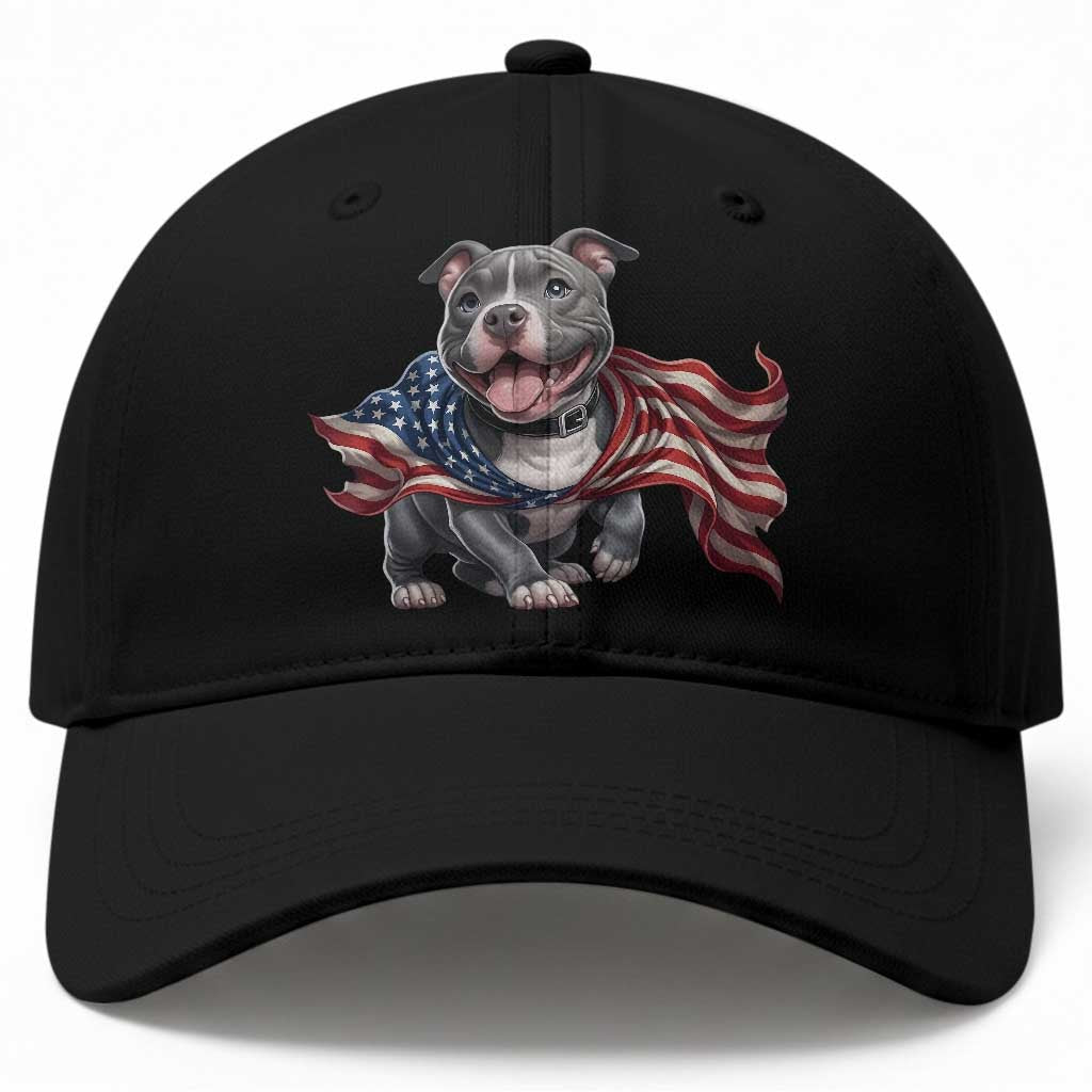 Patriotic Pitbull Dog USA Flag Baseball Cap 4th Of July Pride