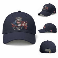 Patriotic Pitbull Dog USA Flag Baseball Cap 4th Of July Pride