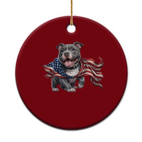 Patriotic Pitbull Dog USA Flag Ceramic Ornament 4th Of July Pride