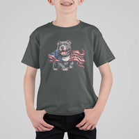 Patriotic Pitbull Dog USA Flag T Shirt For Kid 4th Of July Pride