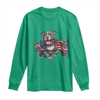 Patriotic Pitbull Dog USA Flag Long Sleeve Shirt 4th Of July Pride