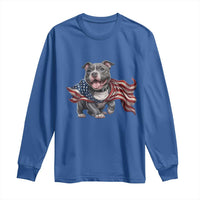 Patriotic Pitbull Dog USA Flag Long Sleeve Shirt 4th Of July Pride