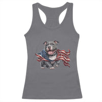 Patriotic Pitbull Dog USA Flag Racerback Tank Top 4th Of July Pride