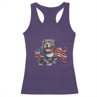 Patriotic Pitbull Dog USA Flag Racerback Tank Top 4th Of July Pride
