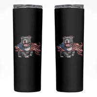 Patriotic Pitbull Dog USA Flag Skinny Tumbler 4th Of July Pride