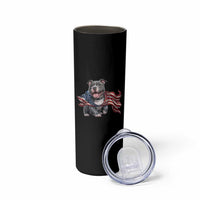 Patriotic Pitbull Dog USA Flag Skinny Tumbler 4th Of July Pride