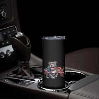 Patriotic Pitbull Dog USA Flag Skinny Tumbler 4th Of July Pride