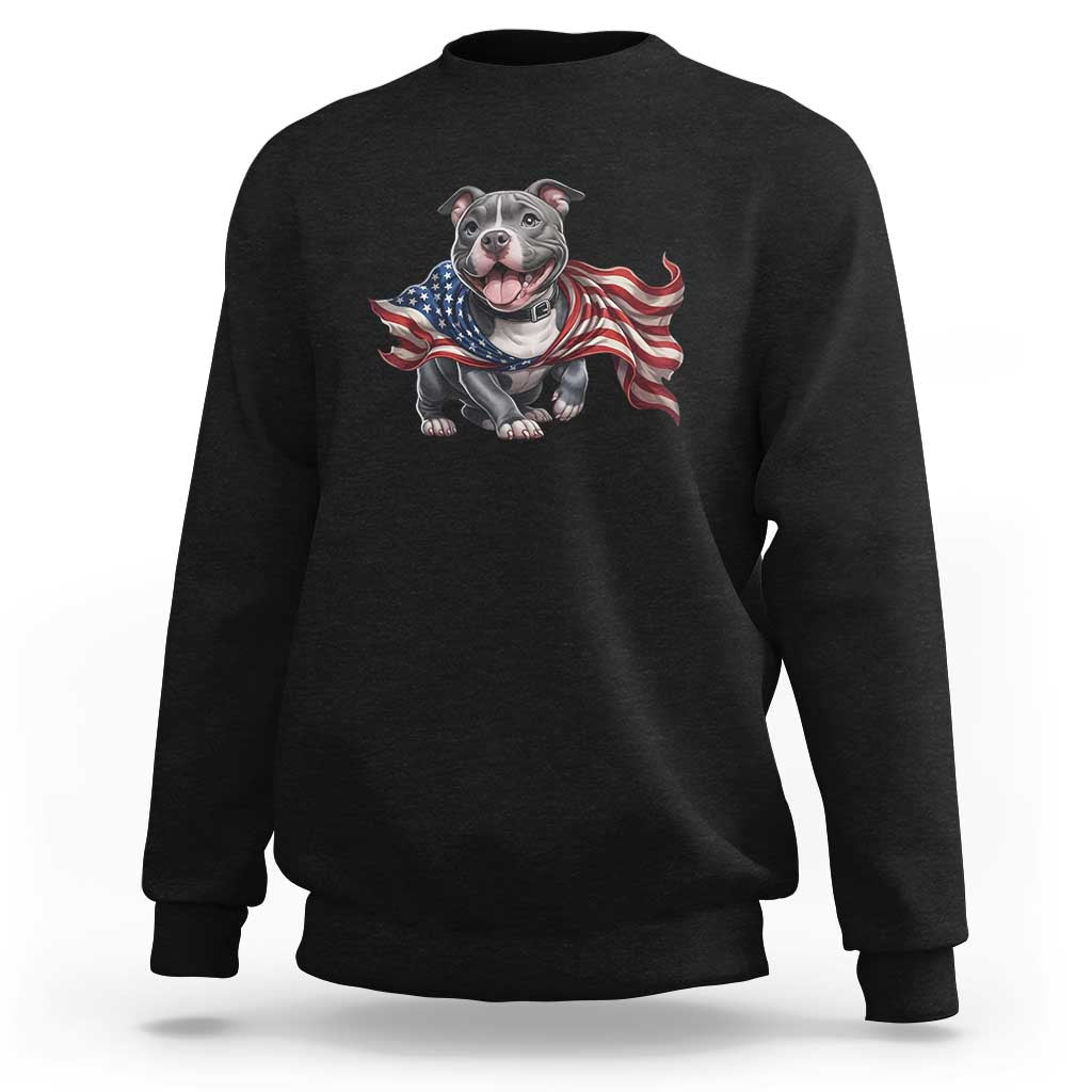 Patriotic Pitbull Dog USA Flag Sweatshirt 4th Of July Pride