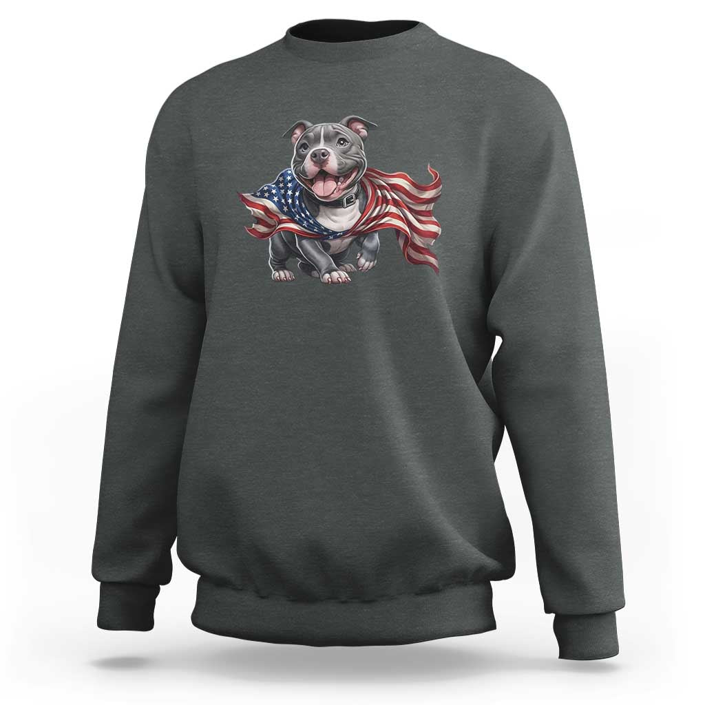 Patriotic Pitbull Dog USA Flag Sweatshirt 4th Of July Pride