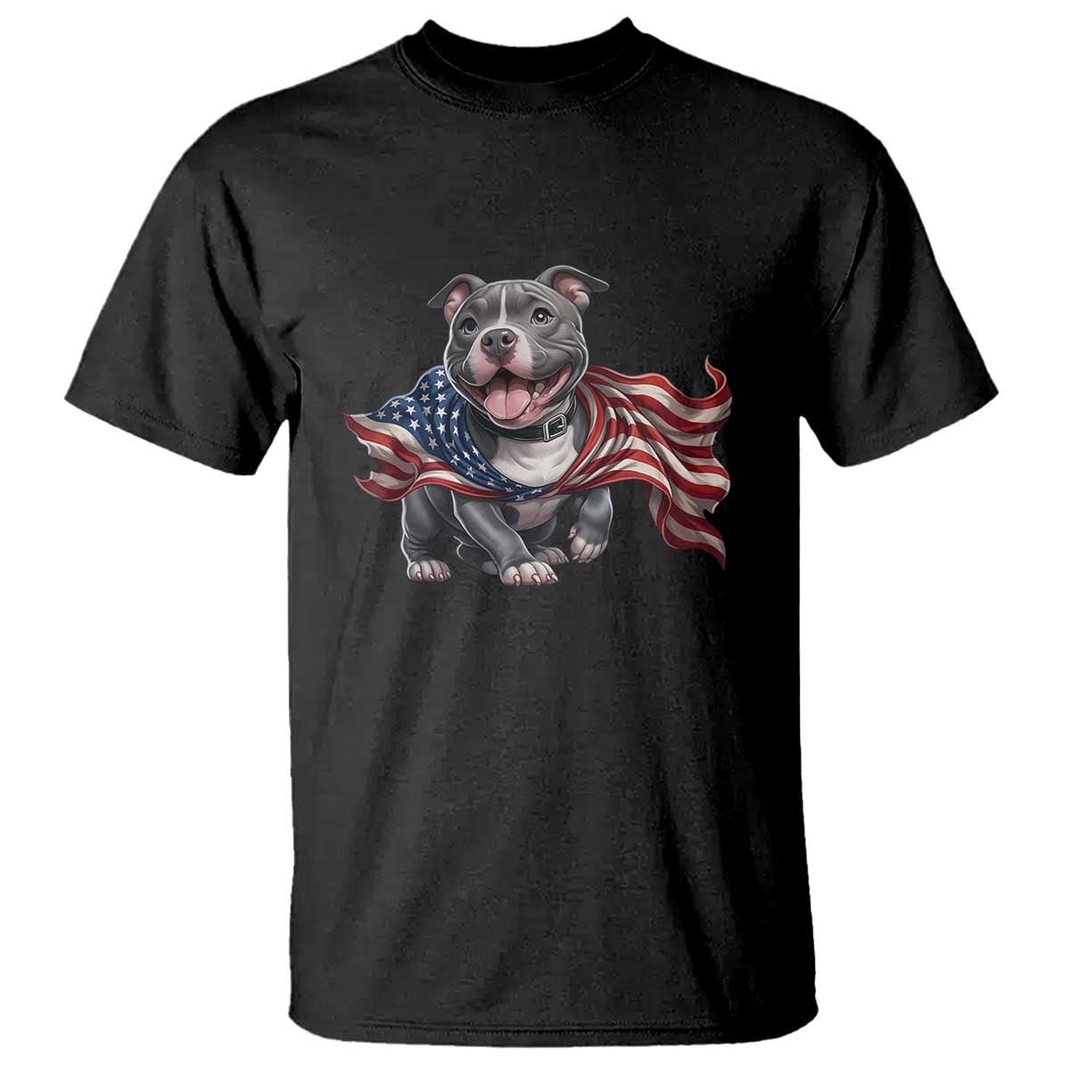 Patriotic Pitbull Dog USA Flag T Shirt 4th Of July Pride