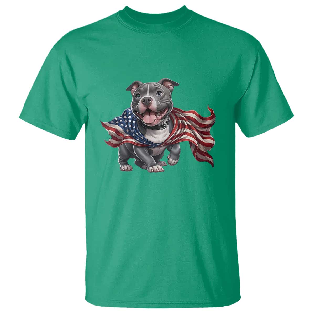 Patriotic Pitbull Dog USA Flag T Shirt 4th Of July Pride