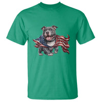 Patriotic Pitbull Dog USA Flag T Shirt 4th Of July Pride