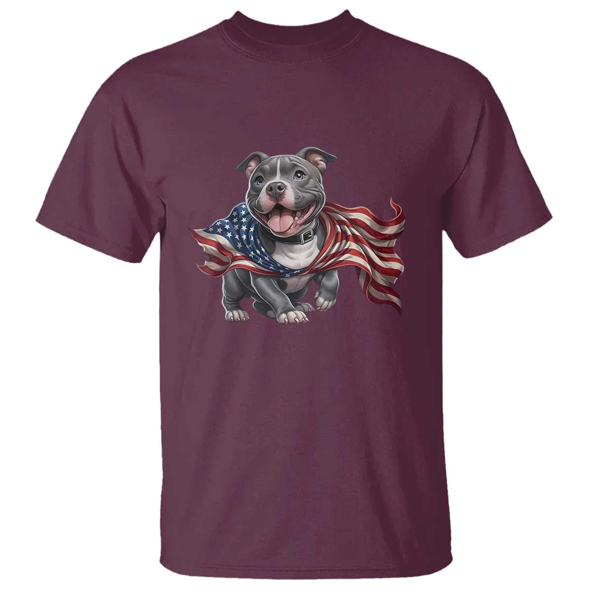 Patriotic Pitbull Dog USA Flag T Shirt 4th Of July Pride