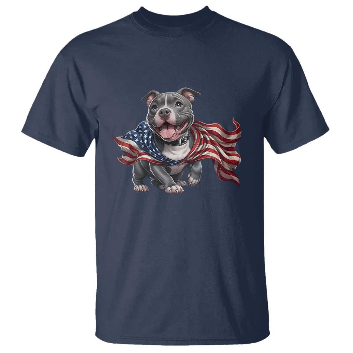 Patriotic Pitbull Dog USA Flag T Shirt 4th Of July Pride
