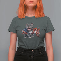 Patriotic Pitbull Dog USA Flag T Shirt For Women 4th Of July Pride