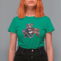 Patriotic Pitbull Dog USA Flag T Shirt For Women 4th Of July Pride