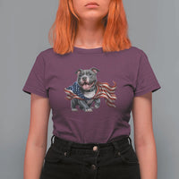 Patriotic Pitbull Dog USA Flag T Shirt For Women 4th Of July Pride