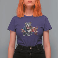 Patriotic Pitbull Dog USA Flag T Shirt For Women 4th Of July Pride