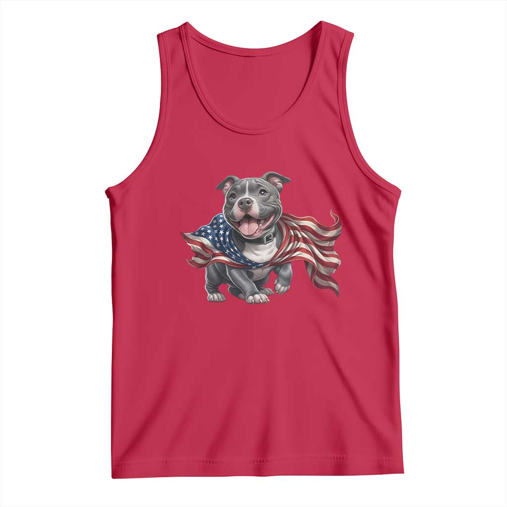 Patriotic Pitbull Dog USA Flag Tank Top 4th Of July Pride