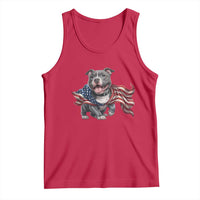 Patriotic Pitbull Dog USA Flag Tank Top 4th Of July Pride