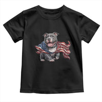 Patriotic Pitbull Dog USA Flag Toddler T Shirt 4th Of July Pride