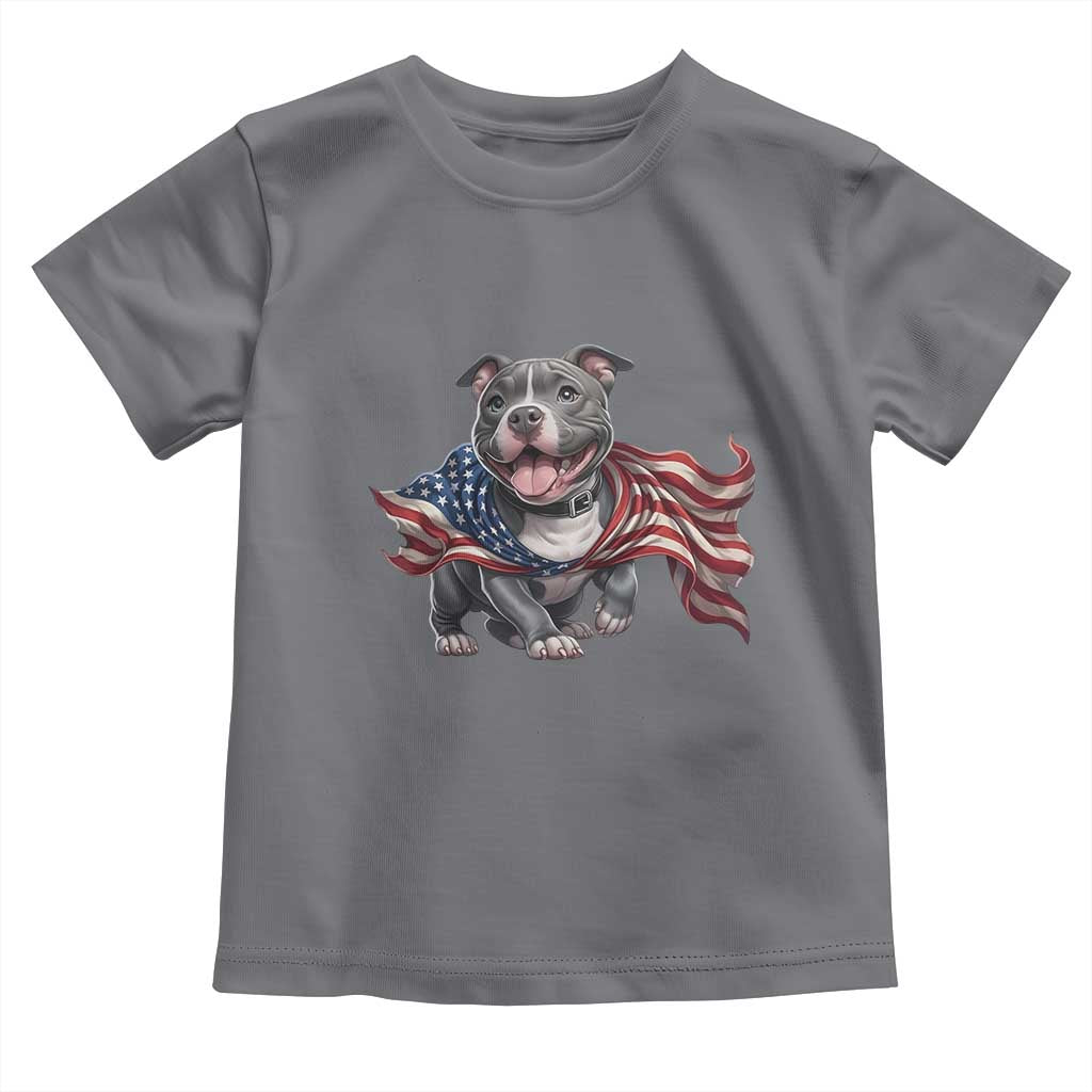 Patriotic Pitbull Dog USA Flag Toddler T Shirt 4th Of July Pride