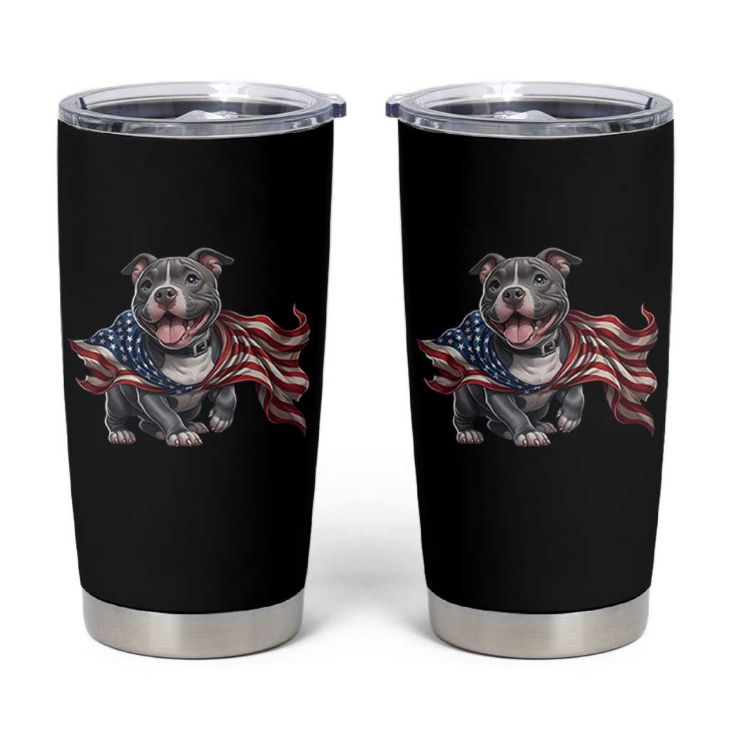 Patriotic Pitbull Dog USA Flag Tumbler Cup 4th Of July Pride
