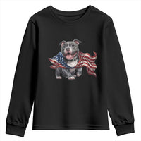 Patriotic Pitbull Dog USA Flag Youth Sweatshirt 4th Of July Pride
