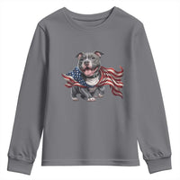 Patriotic Pitbull Dog USA Flag Youth Sweatshirt 4th Of July Pride
