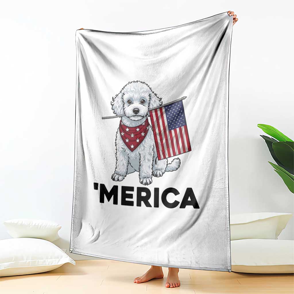 Merica Poodle Mom Dad Patriotic Gift Throw Blanket 4th Of July Pride