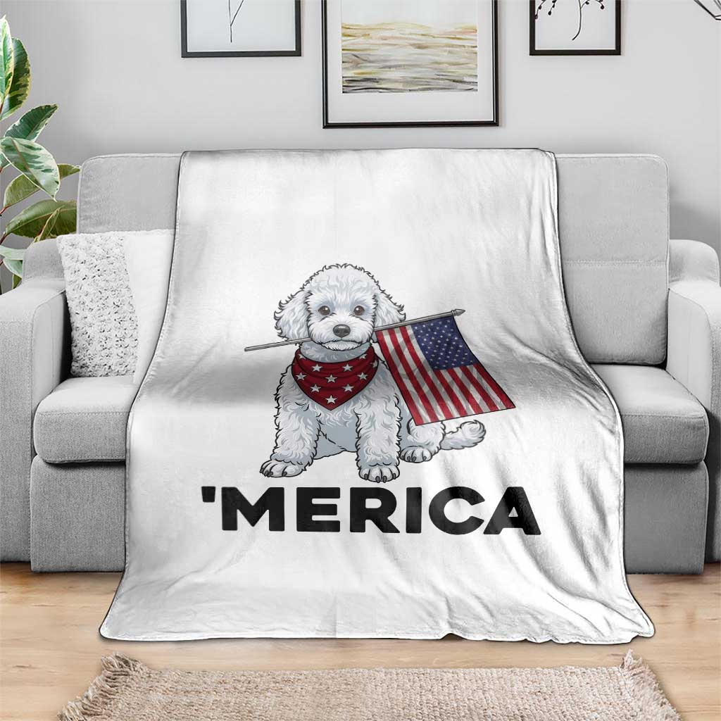 Merica Poodle Mom Dad Patriotic Gift Throw Blanket 4th Of July Pride