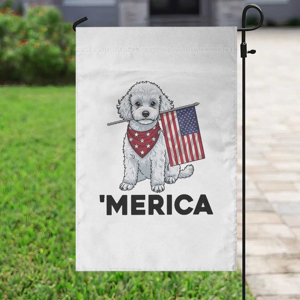 Merica Poodle Mom Dad Patriotic Gift Garden Flag 4th Of July Pride