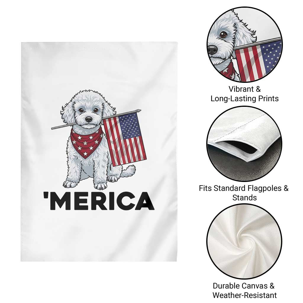 Merica Poodle Mom Dad Patriotic Gift Garden Flag 4th Of July Pride