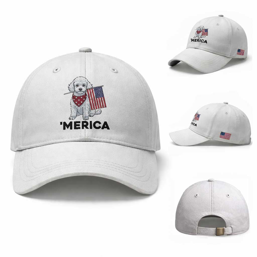 Merica Poodle Mom Dad Patriotic Gift Baseball Cap 4th Of July Pride