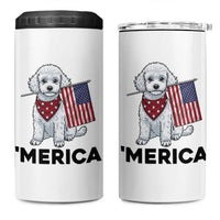 Merica Poodle Mom Dad Patriotic Gift 4 in 1 Can Cooler Tumbler 4th Of July Pride