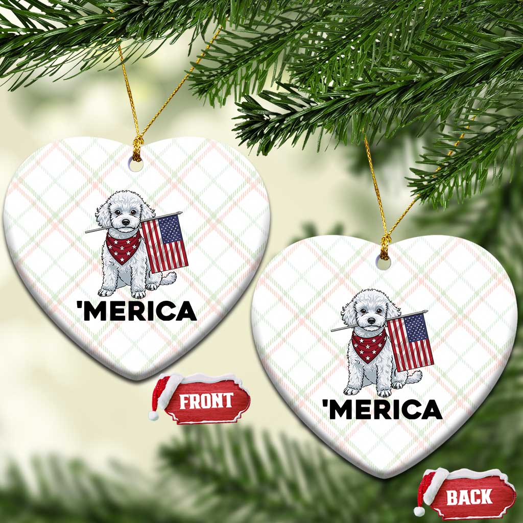 Merica Poodle Mom Dad Patriotic Gift Ceramic Ornament 4th Of July Pride
