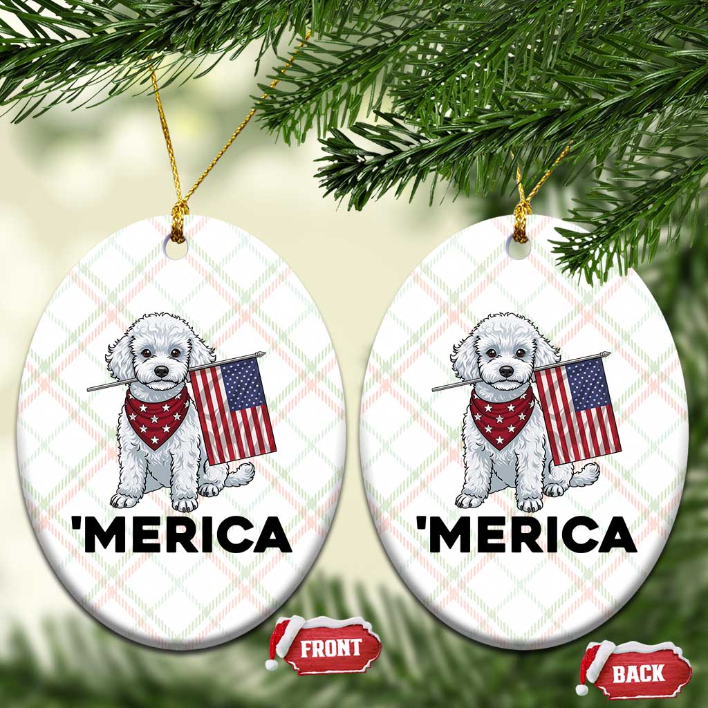 Merica Poodle Mom Dad Patriotic Gift Ceramic Ornament 4th Of July Pride