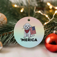 Merica Poodle Mom Dad Patriotic Gift Ceramic Ornament 4th Of July Pride